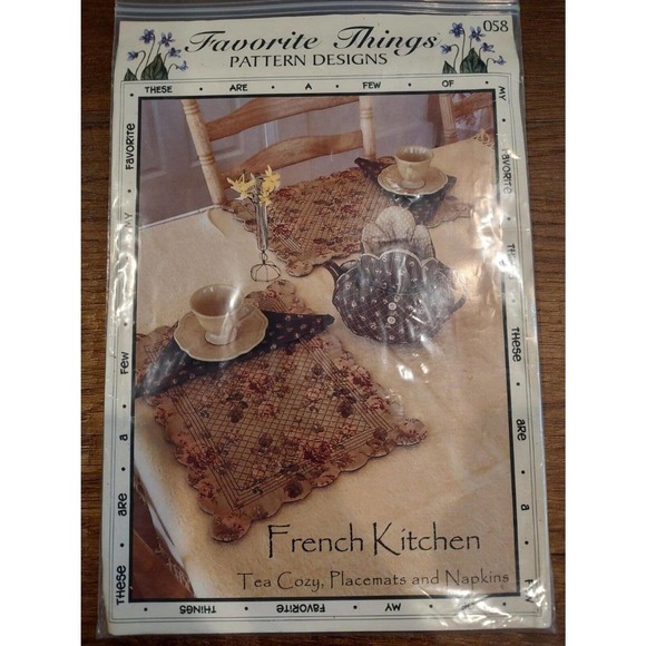French Kitchen Tea cozy, Placemats and Napkin Patterns By Favorite Things 178 - Picture 1 of 1